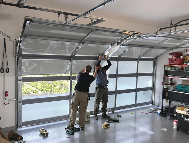Azusa Garage Door Repair expert performing precise panel replacement on Azusa garage door
